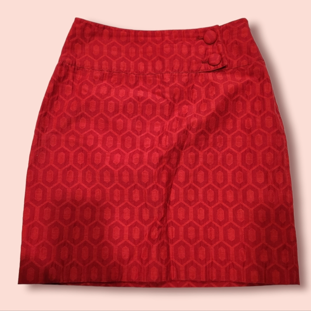 Maeve Anthropologie Audra Cherry Red Pencil Skirt - Picture 2 of 8